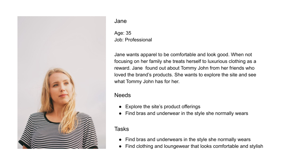 Persona — Jane, new female customer
